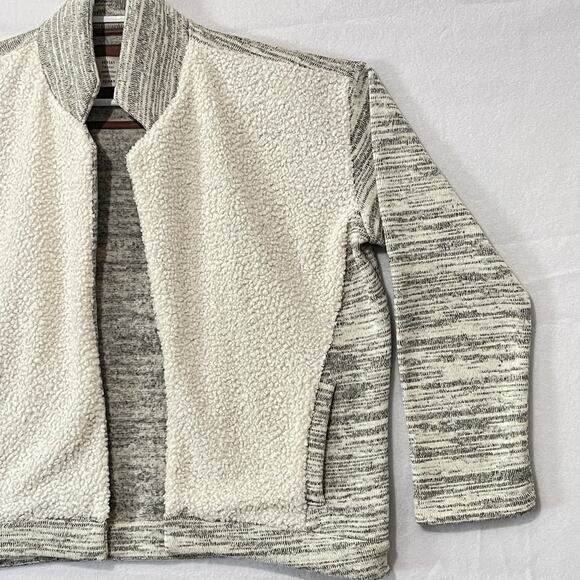 Saturday Sunday Anthropologie Sherpa Cardigan Jacket Gray White Womens Medium - Picture 2 of 12